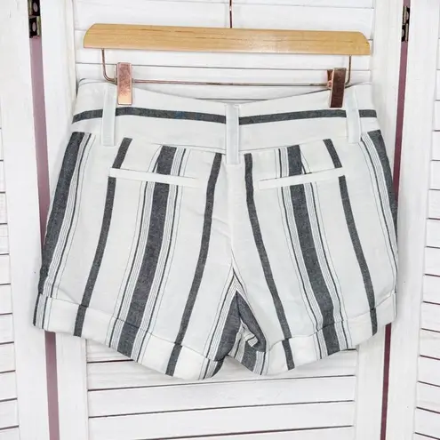 EXPRESS  Midi Striped Cuffed Linen Blend Dress Shorts Grey White Size 0