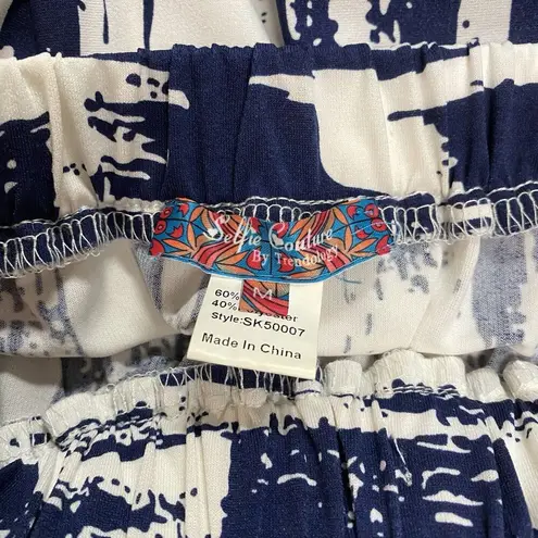 Selfie Couture Womens M Floor Length Maxi Peasant Skirt Blue White Slinky Flowy Size M