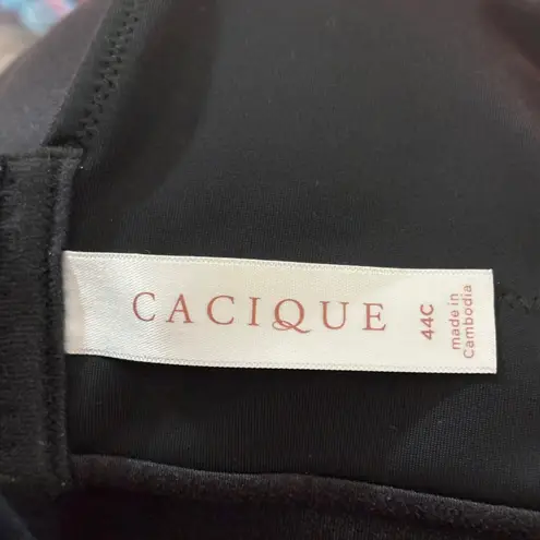 Cacique Lightly Lined No Wire Black Bra 44C Adjustable Straps Comfort Back Close