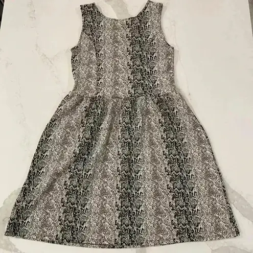 JACK Midi A-Line Snakeskin Tank Dress Sleeveless Round Neck Tan/Black Womens Med