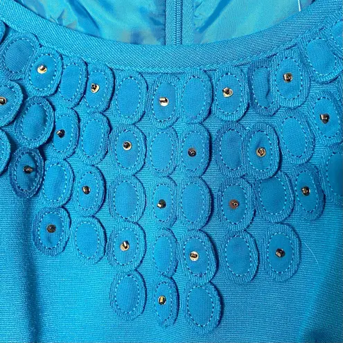 Charter Club NWT Teal Blue Sheath Dress Size 8 Medium Embellished Neckline