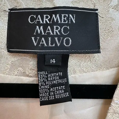 Carmen Marc Valvo Vintage Ivory Cream Lace Sequin Beaded Formal Jacket Size 14 L