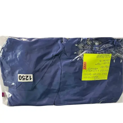 White House | Black Market  Blue Jumpsuit with Silver Accents