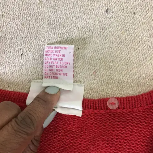 Crystal Kobe Women Red Full zip vintage Christmas Snowmen cardigan sweater Med