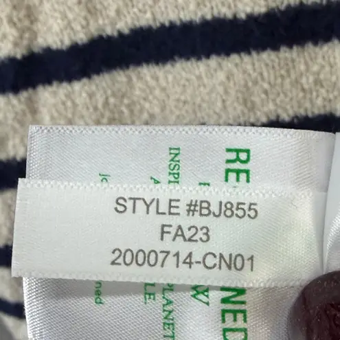 J Crew Cozy Rollneck Pullover Sweater Women M Cream Blue Stripe Cabin Soft Touch Size M