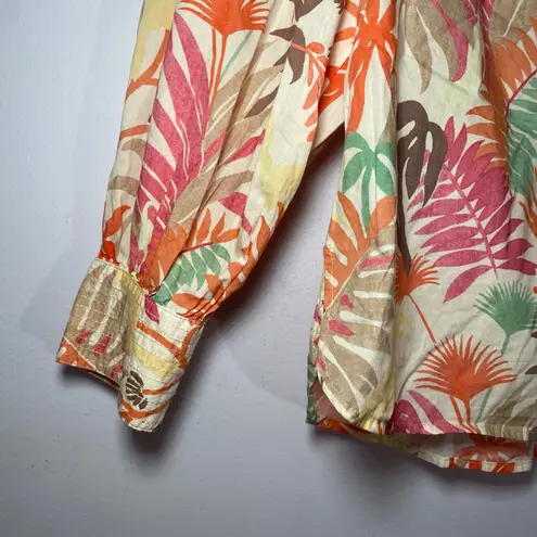 J. McLaughlin Colorful Tropical Print Long Sleeve Tunic Blouse Cotton size Medium - Image 4