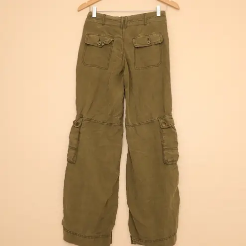 Pilcro Wide Leg Cargo Pants Women's 0 Green Utility Boho Military Surplus