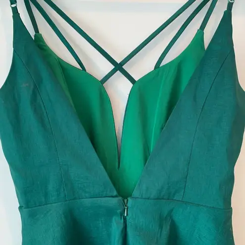 Minuet NEW Green Strappy Open Back Plunge Neckline Mini Party Dress Medium M
