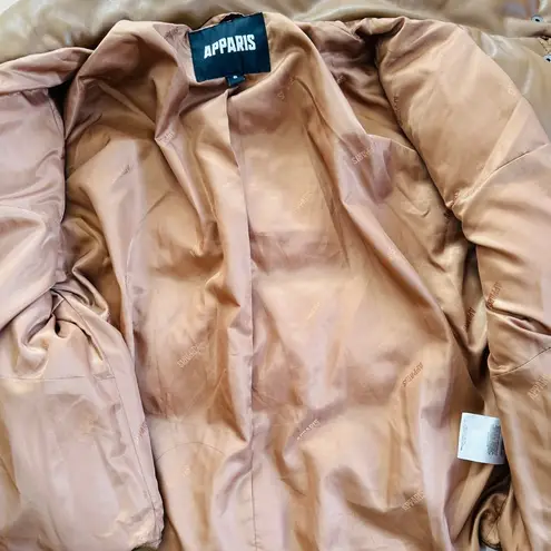Apparis Brown Faux Leather Puffer Jacket