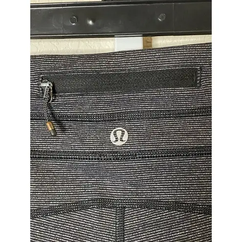 Lululemon Run Pace Tight Heathered Deep Coal back Zipper pocket Leggings sz 4