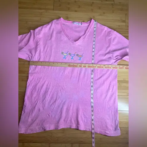 Fresh Produce V-Neck Short Sleeve Pink Martini Print Adult Casual T-Shirt|Sz:XL