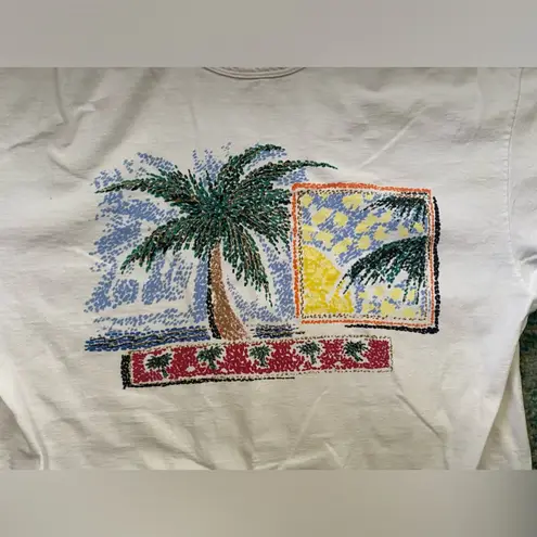 Vintage Wear Abouts tropical palm tree cotton swim coverup dress, size medium Green