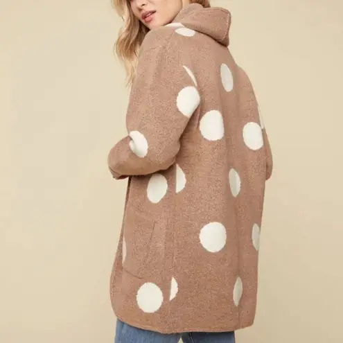 Charlie B polka dot cardigan sweater in honey Tan Size M