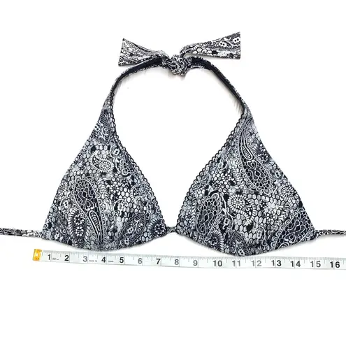 Gideon Oberson Paisley Snake Skin Halter Bikini Top Black Size undefined