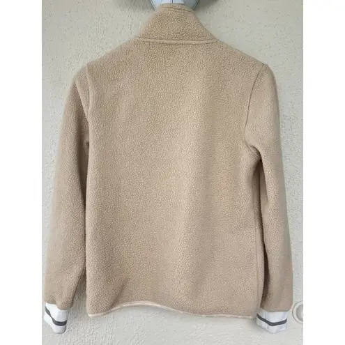 Kari Traa Rothe Fleece Jacket Womens Size XS Printed Oat Full Zip Midlayer Thick Tan
