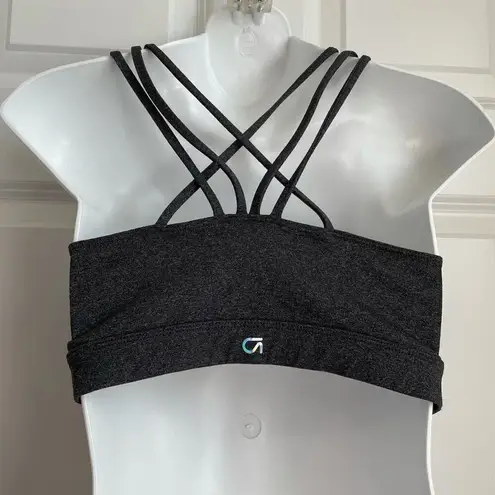 Gap Fit Marbleized Racerback Triple Stripe Sports Bra Gray Medium Athleisure M