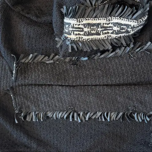 St. John Collection St. John Black Santana Knit Blazer Size 16 Fringe Embroidered Trim Long Sleeve