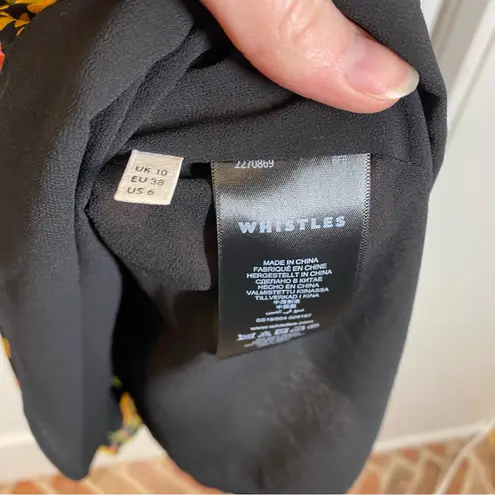 Whistles Daisy Ester Floral Dress size 6 Keyhole Neckline Fit & Flare viscose Gold