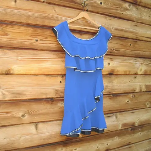 Rebecca Vallance Ruffle Mini Dress Blue Size 4