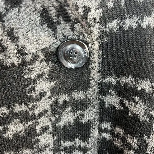 Tahari Cardigan Sweater 1X Women Black Gray Knit Wool Blend Longline Button