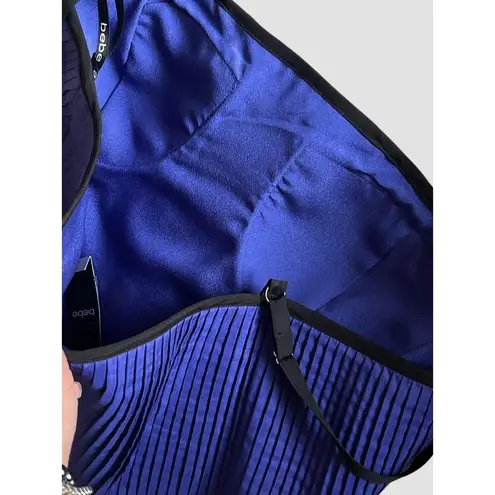 Bebe Y2k Luxe Whimsigoth Satin Lace Trim Pleated Bustier  Silk Size Medium NWT