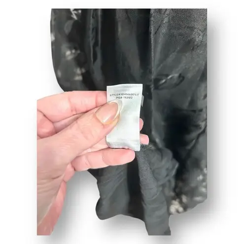 Lulus Flirtatious Crush Black Burnout Floral Pleated Bow Midi Dress Whimsygoth S