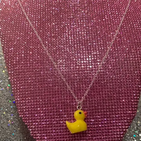 Boutique Kawaii Rubber Duck Sterling Silver 925 Necklace Lolita Egirl yellow jewelry Y2K