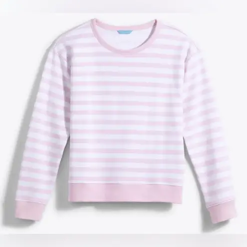 Draper James Women’s Kelsea Sweatshirt in Pink White Awning Stripe Size Large