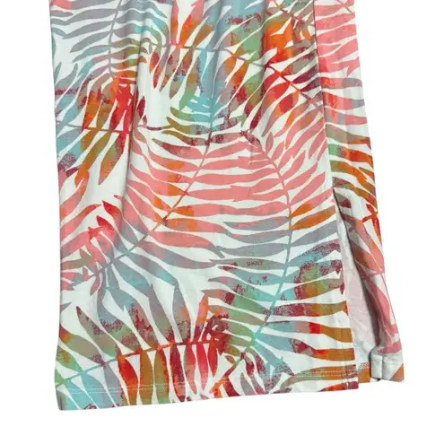 Tropical Leaf Print Wide Leg Beach Pants Boho Resort Vacation Trousers Sz M Pink Size M