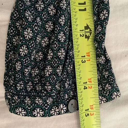 J. Jill Green Floral Print Midi Skirt & Matching Blouse Womens Size Small Career