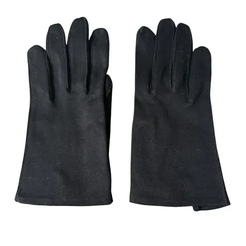 Elvette Royal by dawnelle black thin wrist length gloves button closure 7 1/2