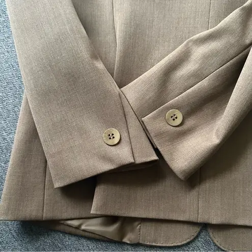 Lafayette 148 New York Wool Jacket & Pant Beige Suit Set Tan Size 8