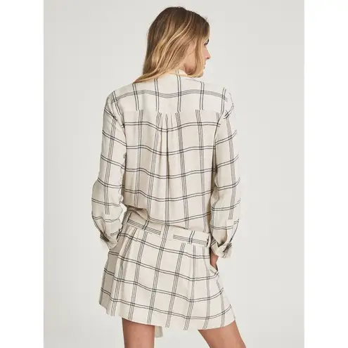 Reiss Dasha Checked Mini Shirt Dress Wool Blend Grey White Womens Size 6