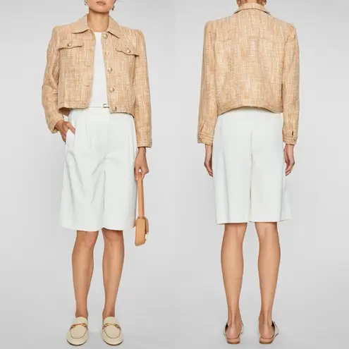 L'Agence Kasey Tweed Crop Jacket Large Bone Multi NWT