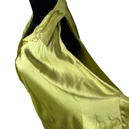 Sara Roka Silk Shirt Dress Size M Green Statement Piece Maximalist Resort Wear Size M