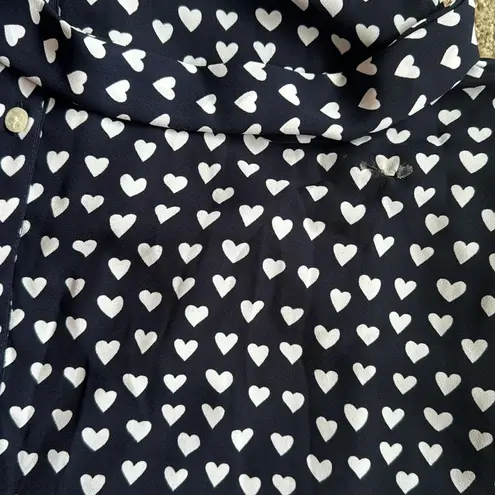 Draper James  Navy Blue Heart Print Button Down Maxi Dress Size 8