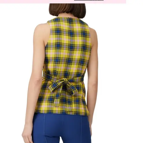 Derek Lam Plaid Tie Back Sleeveless Top Casual Career Party Size 2 Cotton Wool