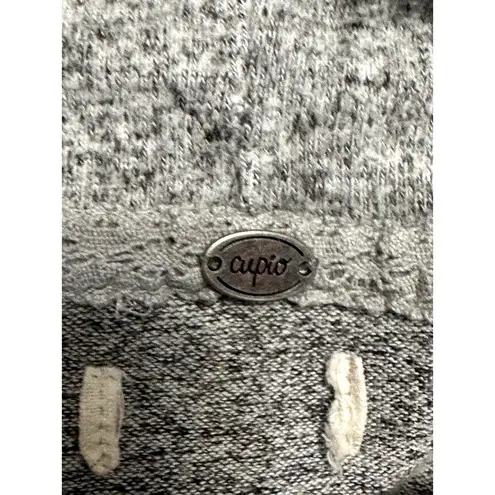 cupio Cowl Neck Sweater Long Sleeve Hi-Low Hem Marbled Pattern Gray Women's Med