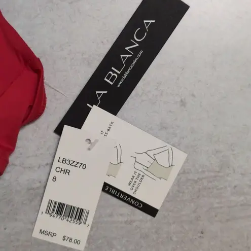 La Blanca Cherry Red Island Goddess Underwire Twist Front Bra Top Size 8 New