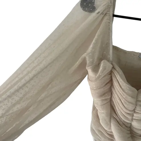 Biashe Women's Size Small Cream Swiss Dot Puff Lace Body Suit