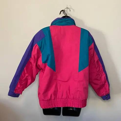 Neon Color Block Winter Ski Snow Jacket Size Medium HTF Rare 80s 90s