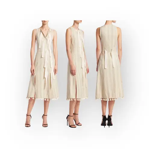 Altuzarra Luxe: new 𖦹 Blanche Pom Pom Grosgrain Tie Dress 𖦹 Parchment Stripe