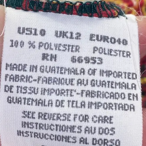 Vintage 80s Pleated Midi Skirt French Horns Mixed Print Pull on Maroon Green S Red