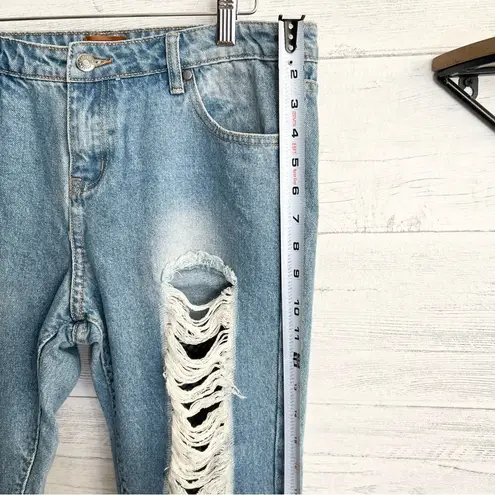 POL  clothing Distressed Peekaboo Fishnet Jeans