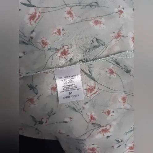 potter's pot sheer green floral blouse