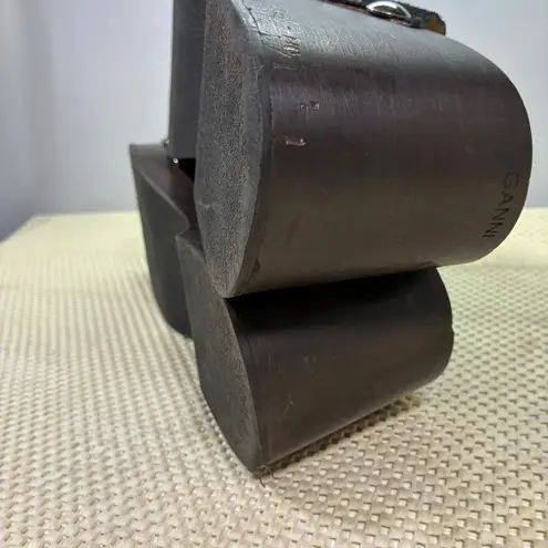 Ganni Black Suede Studded Wood Platform Clogs Mules Women's 41 (US 11)