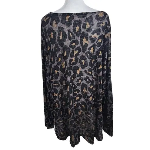 Reborn J Plus Leopard Print Knit Top Size 2X Stretchy Leopard Top with Tie Front