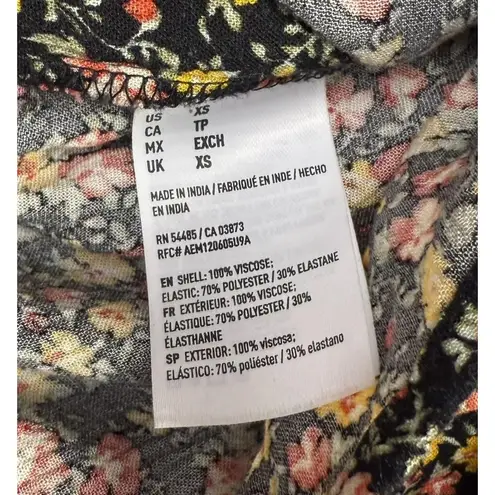 American Eagle American‎ Eagle Romper XS Black Floral Puff Sleeve Smocked Milkmaid Cottage Y2K