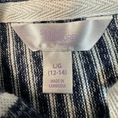 secret treasures Sleepwear Womens Large Navy Blue White Striped Lounge Hoodie