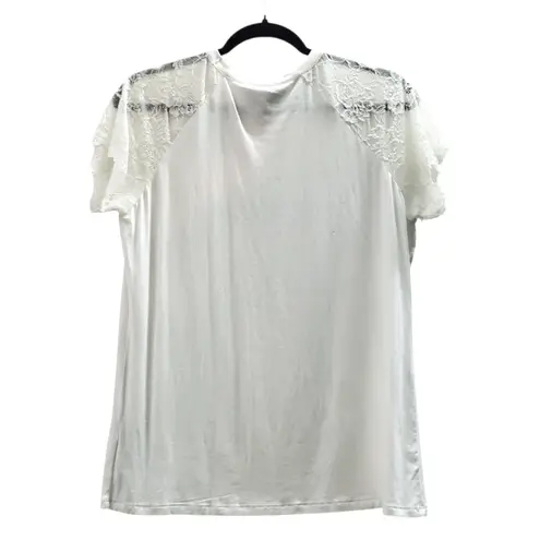 Bebe  White Lace Detail Women's XL Top-Nwot